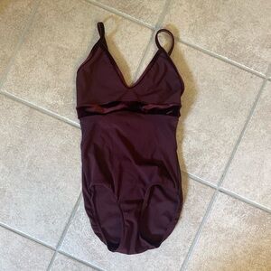 Eleve Dancewear Burgundy Mesh Leotard, Adult XS